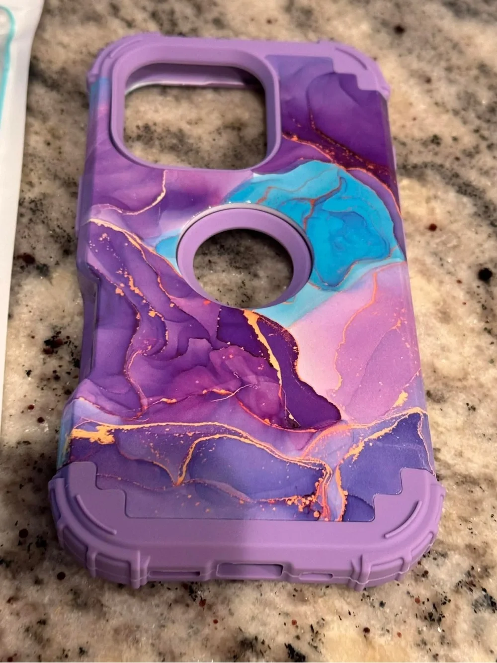 Purple Marble Protective Phone Case with Gold Veining IPHONE 16 PRO